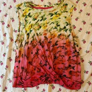 Anthropologie Twist Knot Floral Tank Crop